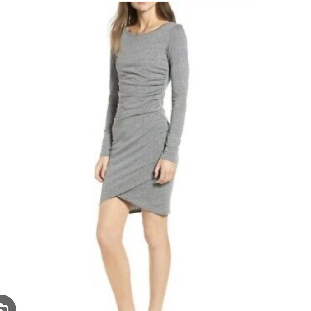 Leith body on long sleeve ruched dress